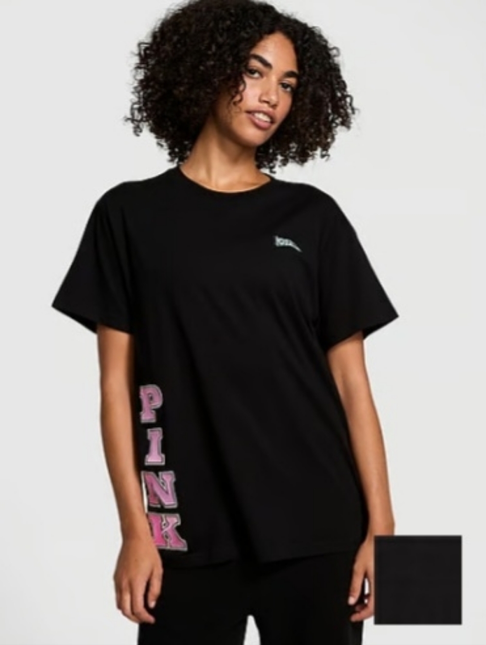 PINK Victoria's Secret Brand Black Graphic Tee with Pink Lettering Size M